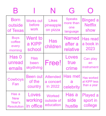 A-Team Bingo Card