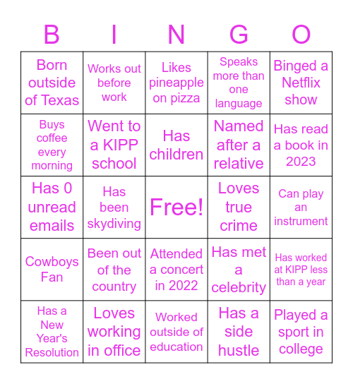 A-Team Bingo Card