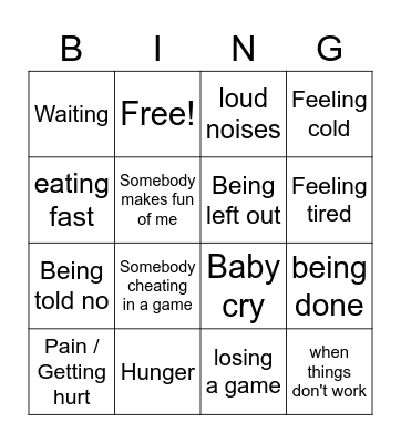 coping skills Bingo Card