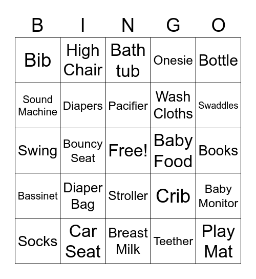 RJ's 1st Birthday Bingo Card