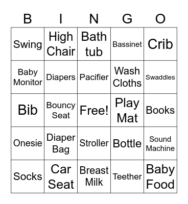 RJ's 1st Birthday Bingo Card
