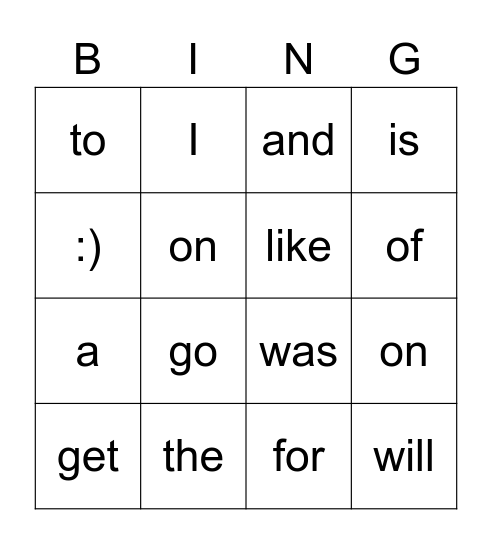 Red Word Bingo Card