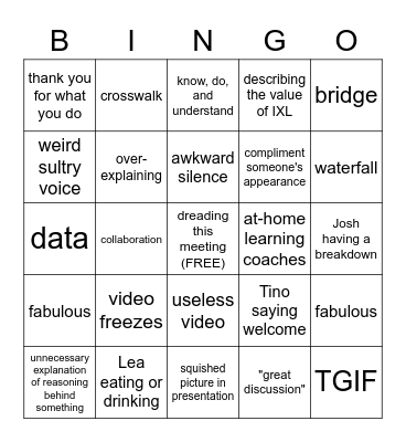 OGCS All-Staff Meetings 2023 Bingo Card