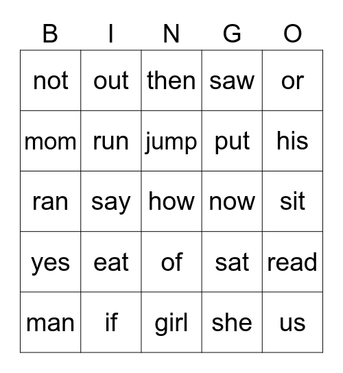 Sight Words - List C Bingo Card