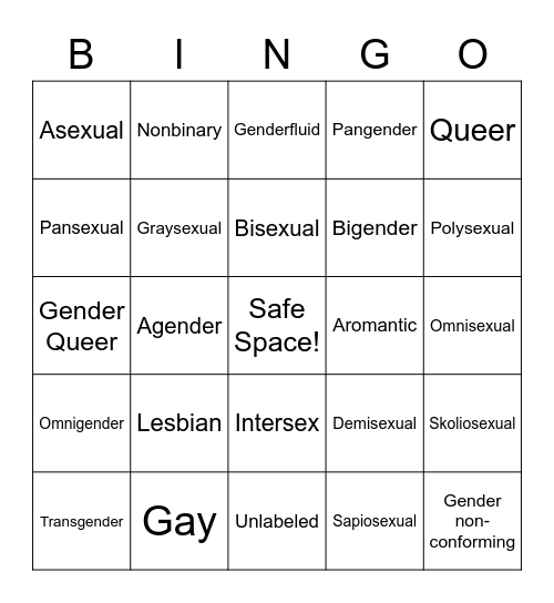 GSA Bingo! Bingo Card