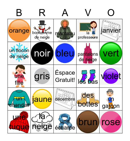 L'hiver Bingo Card