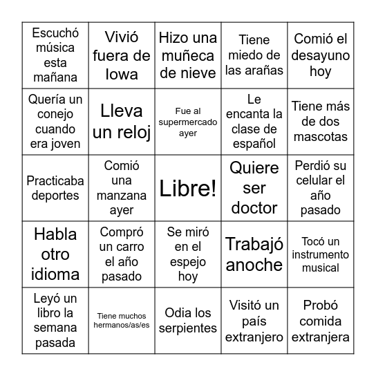 Encuentra Alguién Bingo Card