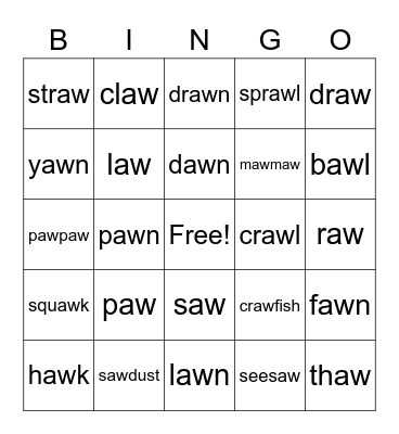 AW Bingo Card