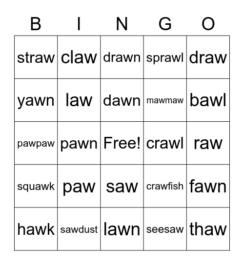 AW Bingo Card