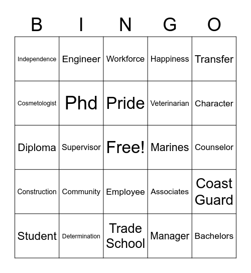 College and Career Readiness Bingo Card