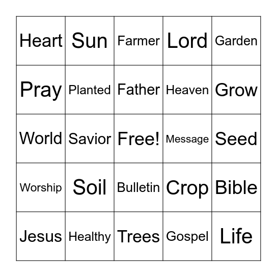 Amen Card Bingo Card