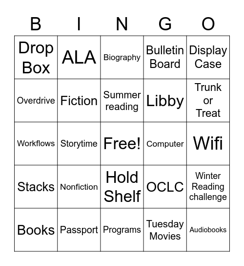 Library Bingo Card