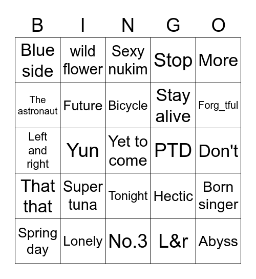 @jeonikkh Bingo Card