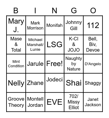 OLD SCHOOL R&B Bingo Card