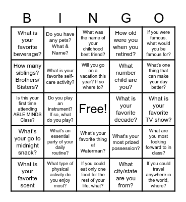 Meet Your Neighbor Bingo Card