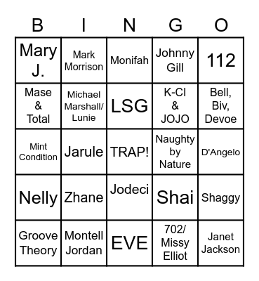 OLD SCHOOL R&B Bingo Card