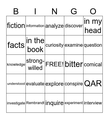 Unit Three Vocabulary Bingo Card