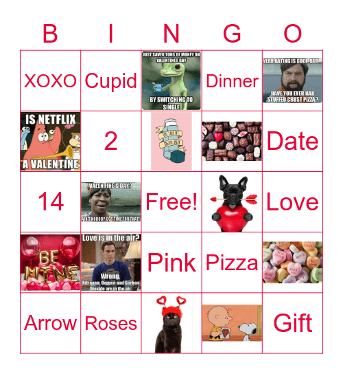 Valentines Day Bingo Card