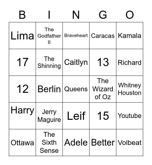 Casino Copenhagen Quiz Bingo Card