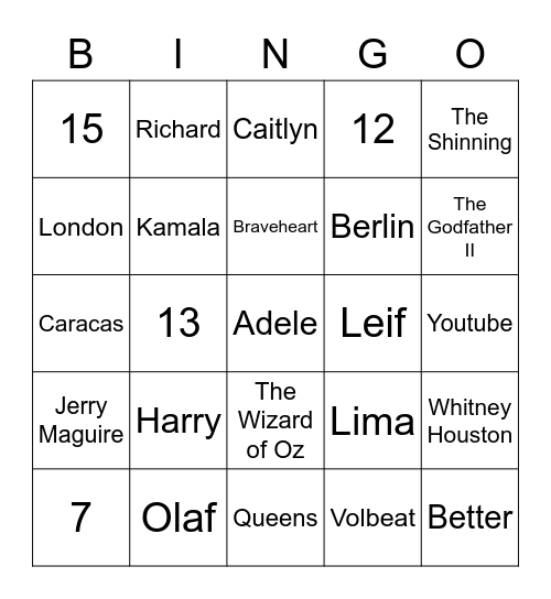 Casino Copenhagen Quiz Bingo Card