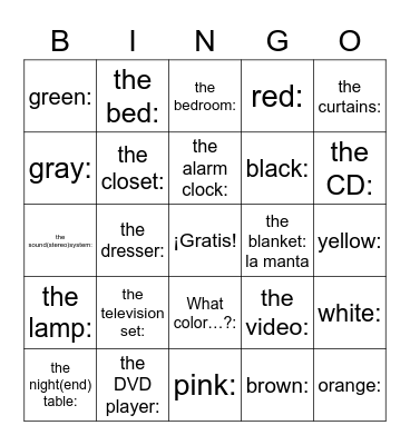 6A Vocabulario Bingo Card