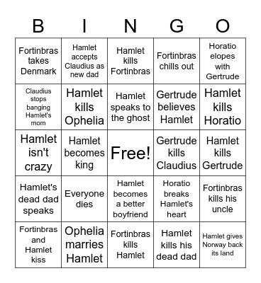 Hamlet I guess Bingo Card