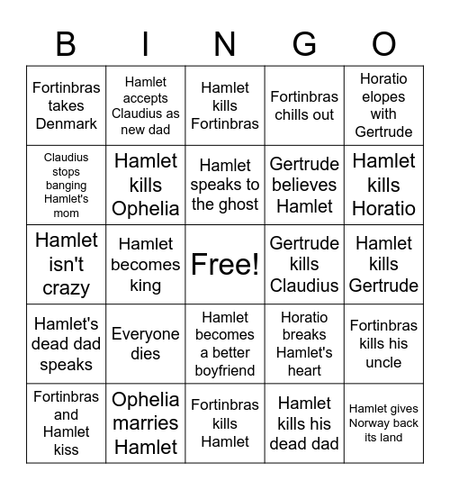 Hamlet I guess Bingo Card