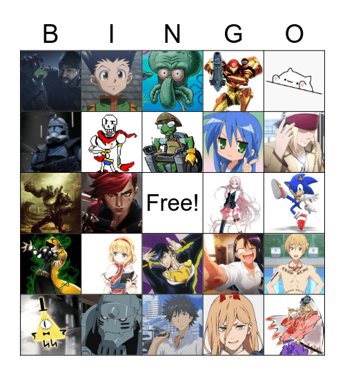 Favorite Character Bingo Card