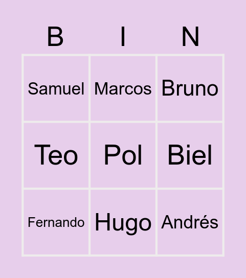 Bingo Noms Bingo Card