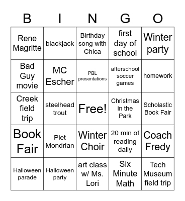 Jan. 13, 2023 Bingo ! Bingo Card