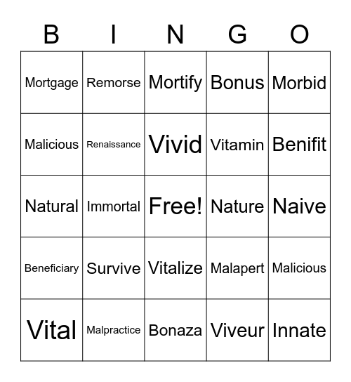 Untitled Bingo Card