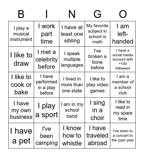 Untitled Bingo Card