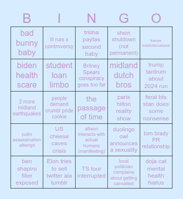 2023 Bingo Card