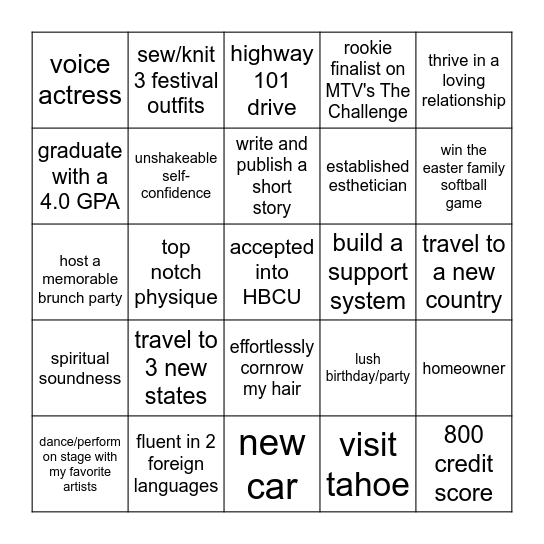 SADIRAH'S 2023 BINGO Card