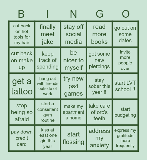 keri lu's 2023 resolutions Bingo Card