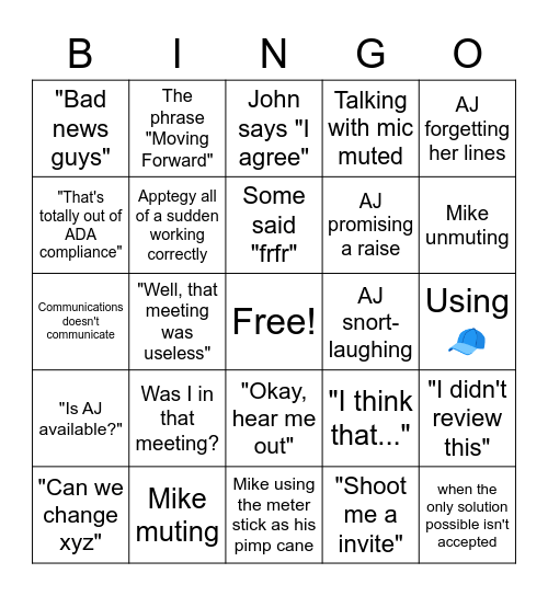 Reasons I will be taking a shot for Bingo Card