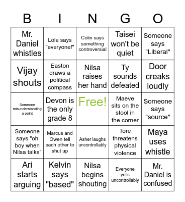 Poli-Sci Bingo Card