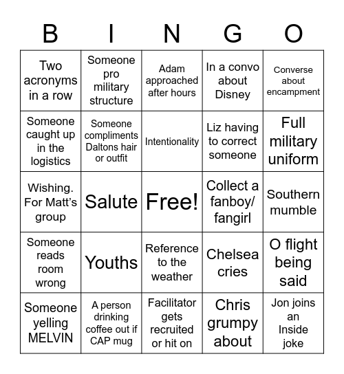 Conf bingo Card