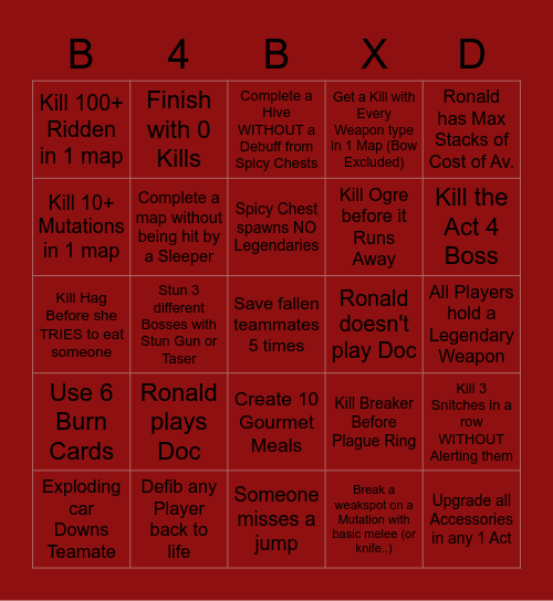 B4B Bingo Card
