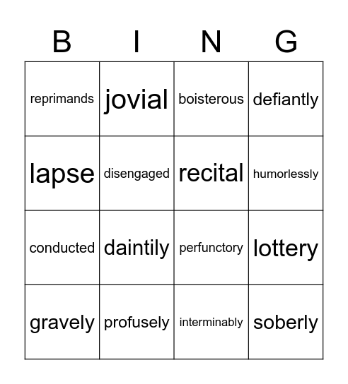 Lottery Bingo Card