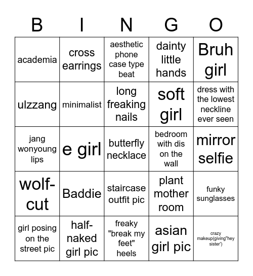 Aesthetic bingo Card