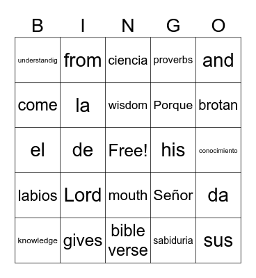 Proverbs 2:6 Bingo Card