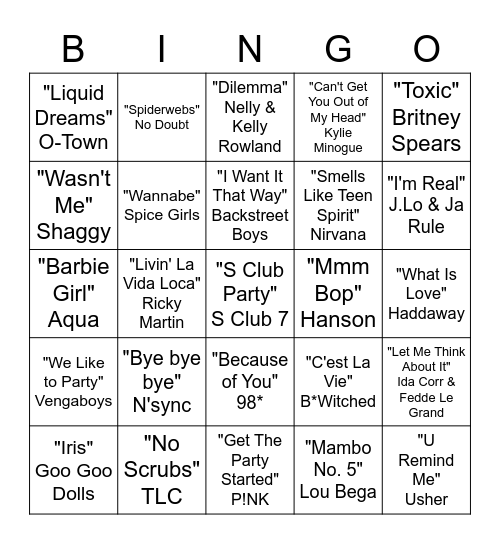 90s BINGO Card