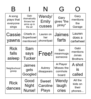 Fireballah's Bingo Card