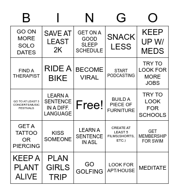 2023 YEAR BINGO BOARD Bingo Card