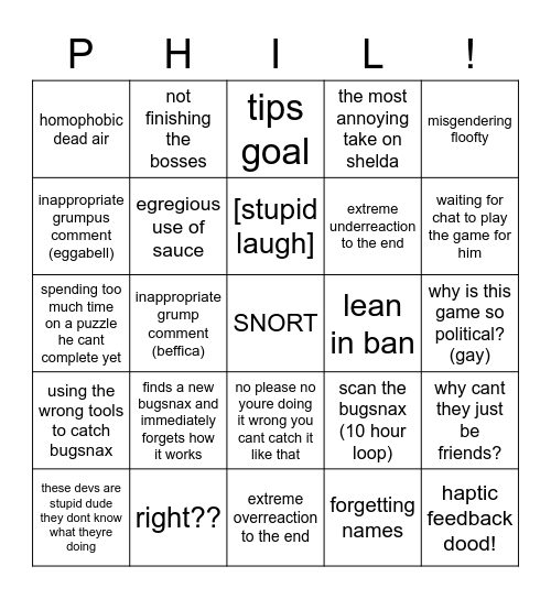 bingosydephil Bingo Card