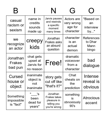 Jarvis Johnson Fact or Fiction Bingo Card