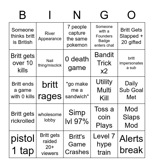 THATONEBRITT ((hardest board ever)) Bingo Card