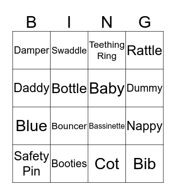 Baby Bingo Card