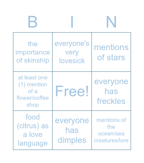 build my fics </3 Bingo Card